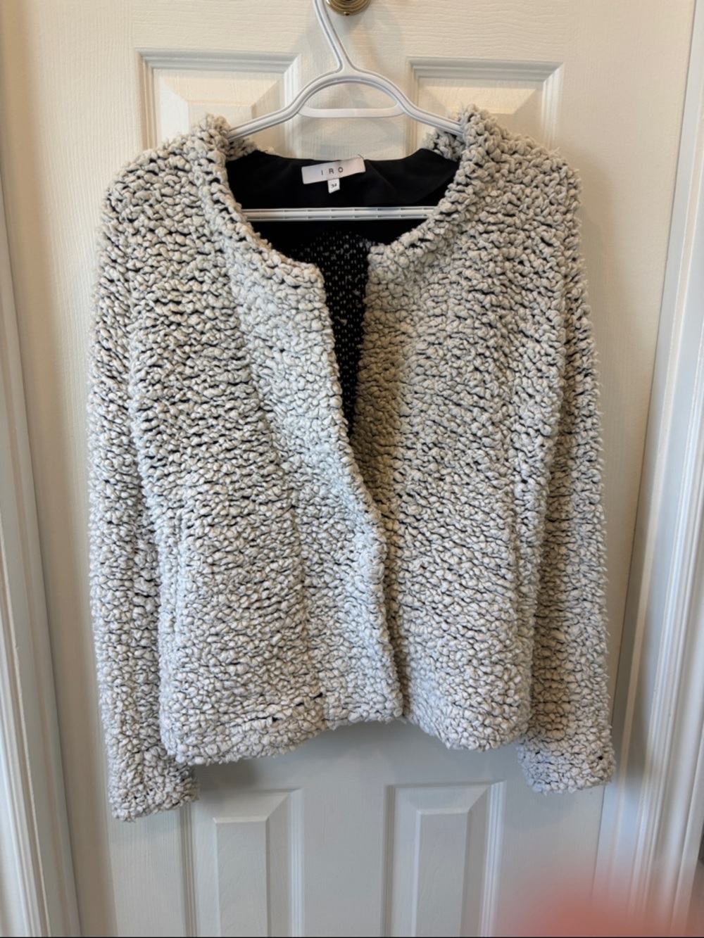 IRO Boucle Textured Jacket Size 34 Neutral Knit Coat